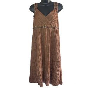 Vintage🧚‍♀️Spence Bronze/Brown Pleated Dress Size 10